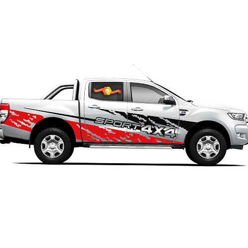 Paar Vinylaufkleber Sticker 4X4 Tacoma Toyota TRD Off Road LKW Seitentüren Feuer und Erde
