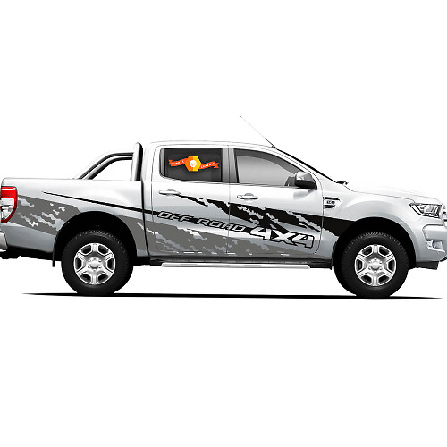 Paar Vinylaufkleber Sticker 4X4 Tacoma Toyota TRD Off Road Truck Seitentüren Asche Stil 2021
