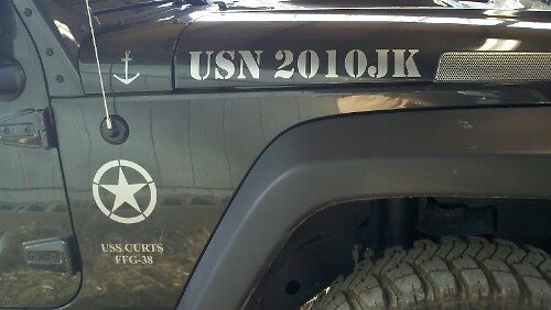 USN USS Curts FFG-38 Militärische Seiten-Vinyl-Aufkleber für Jeep Wrangler