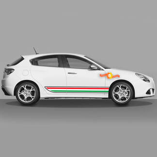 2x Tür-Karosserieaufkleber, passend für Alfa Romeo Giulietta-Aufkleber, Vinyl-Grafiken, italienische Flaggenbeleuchtung 2021
