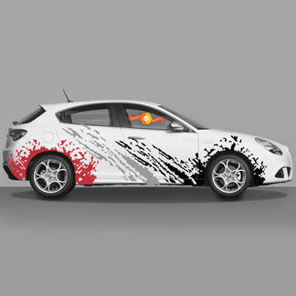 2x Tür-Karosserieaufkleber, passend für Alfa Romeo Giulietta-Aufkleber, Vinyl-Grafik, Fire And Road 2021

