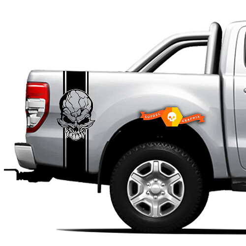 Paar Vinylaufkleber Aufkleber Seite 4x4 Grafik für Ford Ranger Off Road, Zombie Skull 2021
