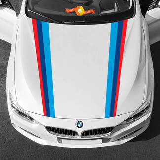 Beide Motorhaubenstreifen in M-Farben für BMW aller Generationen und Modelle
