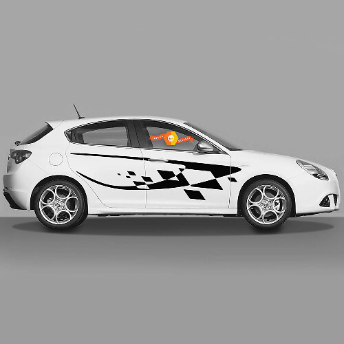 Paar Vinylaufkleber karierte Flagge Seitenaufkleber Seite Alfa Romeo Moderner Stil 2022
