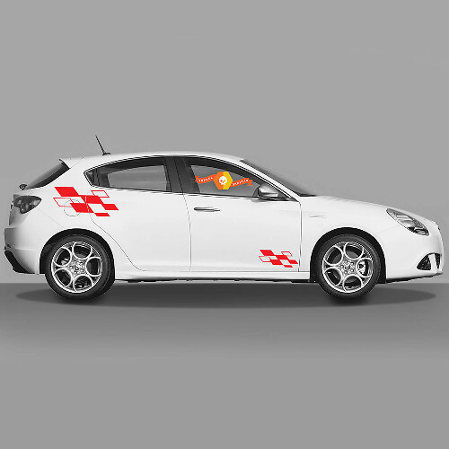 Paar Vinylaufkleber Aufkleber Alfa karierte Flagge Romeo Rote Diamanten an den Kanten 2022
