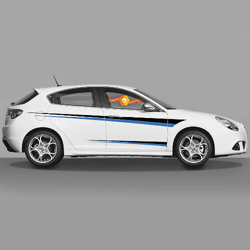Paar Vinylaufkleber Seitenaufkleber Alfa Romeo in Schwarz und Blau, neues Modell 2022
