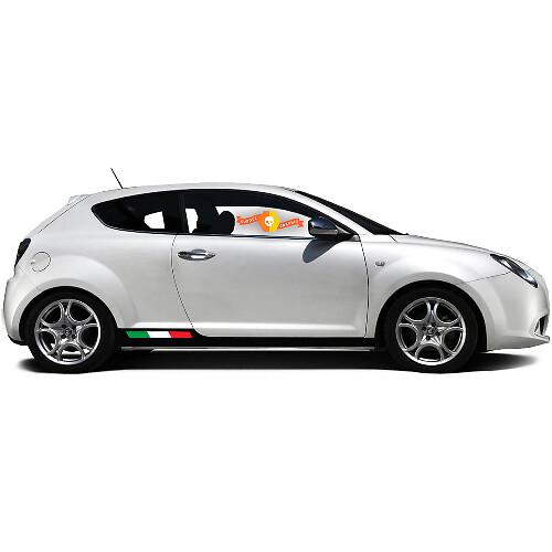 Paar Vinylaufkleber Seitengrafik Sticker Alfa Romeo Rocker Panel MITO Italien Flagge links abgeflacht 2022
