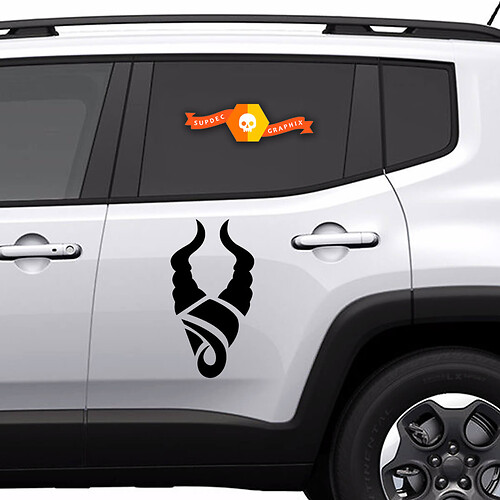 Paar Vinyl-Aufkleber seitliche Grafikaufkleber Jeep Renegade Silhouette Сapricorn Neu 2022
