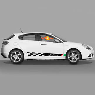 2x Alfa Romeo Giulietta Aufkleber, Vinyl-Grafik, Schwellerverkleidung, Italien-Flagge, Start 2022
