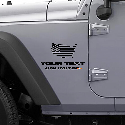 USA-Flagge mit individuellem Text Seiten-Vinylaufkleber für Jeep Wrangler