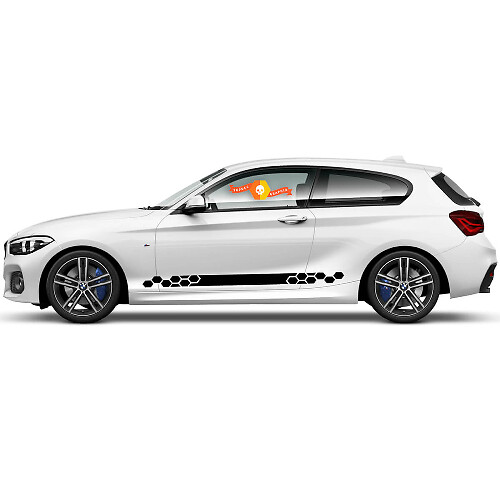 Paar Vinylaufkleber Grafikaufkleber Seitenschweller für BMW 1er Serie 2015 Wabenmuster
