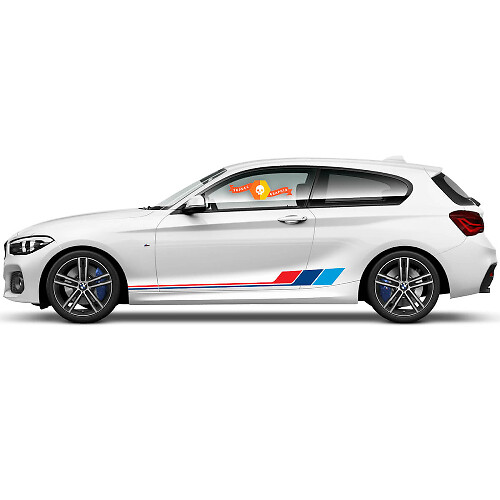 Paar Vinylaufkleber Grafikaufkleber Seitenschweller für BMW 1er Serie 2015 bunte Streifen
