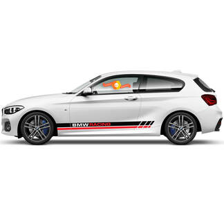 Paar Vinyl-Aufkleber, seitliche grafische Aufkleber für den BMW 1er 2015 mit der Aufschrift „BMW Racing“.
