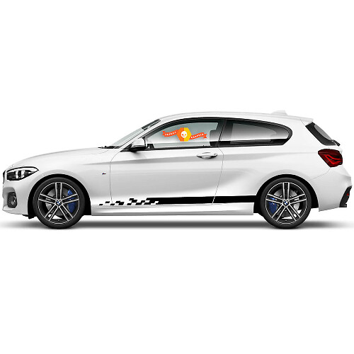 Paar Vinylaufkleber Grafikaufkleber Seitenschweller für BMW 1er Serie 2015 zusammenklappende schwarze Streifen
