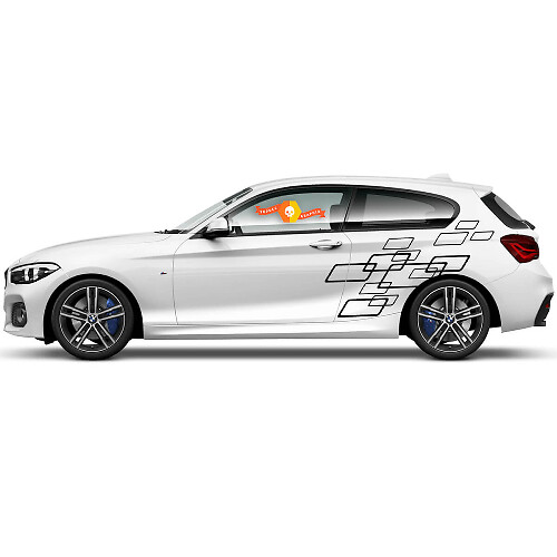 Paar Vinylaufkleber Grafiksticker Seite BMW 1er Serie 2015 Quadratstil

