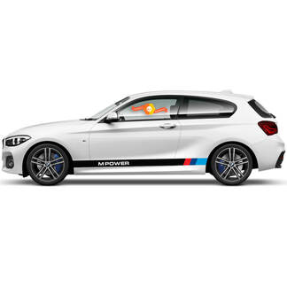Paar Vinyl-Aufkleber, grafische Aufkleber für die Seite, BMW 1er-Serie 2015, Rocker Panel M POWER, neu
