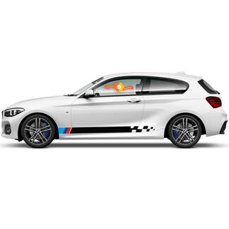 Paar Vinyl-Aufkleber, grafische Aufkleber, seitliche BMW 1er-Serie 2015, Rocker-Panel-Rennstreifen 2022
