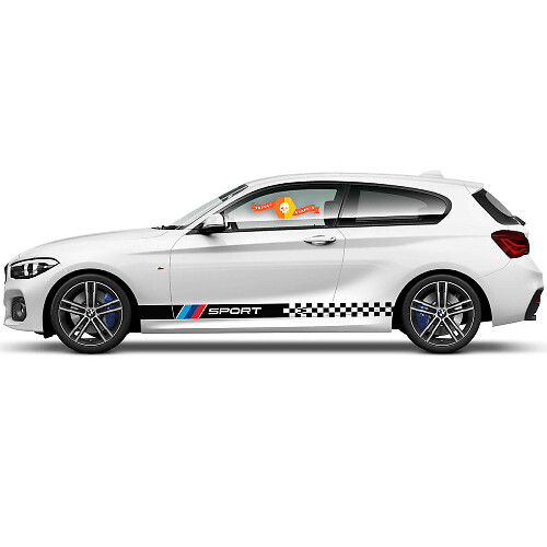 Paar Vinylaufkleber Grafikaufkleber Seite BMW 1er Serie 2015 Schweller Racing karierte Flagge Sport 2022
