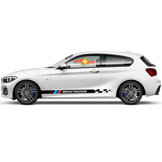 Paar Vinyl-Aufkleber, grafische Aufkleber für die Seite, BMW 1er-Serie 2015, Zielflagge, Rocker-Panel, Motorsport, neu
