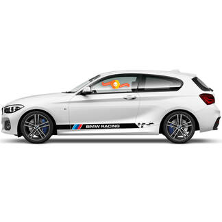 Paar Vinyl-Aufkleber, grafische Aufkleber für die Seite, BMW 1er-Serie 2015, karierte Flagge, Rocker-Panel, Racing-Stil 2022
