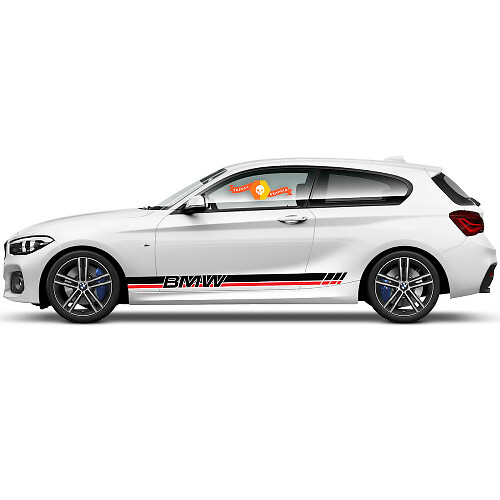 2x Vinylaufkleber Grafikaufkleber Seite BMW 1er Serie 2015 Schweller BMW Rennstil
