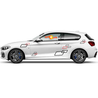 2 x Vinyl-Aufkleber, Grafikaufkleber, seitliche BMW 1er-Serie 2015, Tür-Racing-Rechtecke
