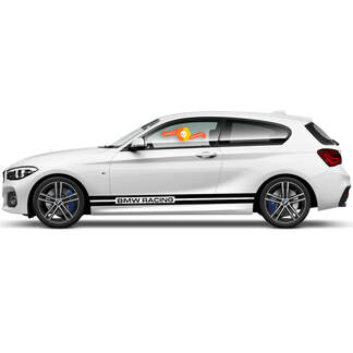 2 x Vinyl-Aufkleber, grafische Aufkleber für die Seite, BMW 1er-Serie 2015, Zielflagge, Rocker-Panel, Rennstrecke, neu
