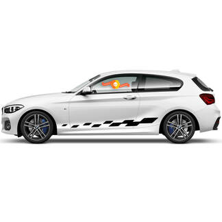 2 x Vinyl-Aufkleber, grafische Aufkleber für die Seitenschweller, BMW 1er-Serie 2015, rechteckige Zielflagge
