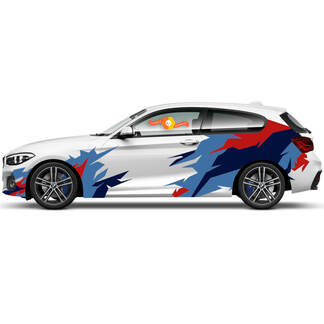 2 x Vinyl-Aufkleber, grafische Aufkleber für die Seitentür des BMW 1er 2015, Fire Race
