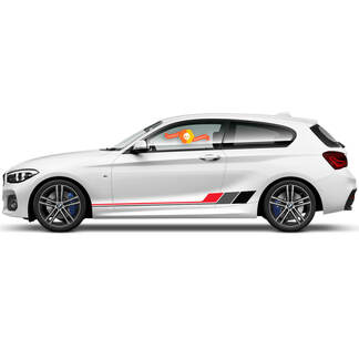 Paar Vinyl-Aufkleber, grafische Aufkleber für die Seite, BMW 1er-Serie 2015, Rocker-Panel, karierte Flagge, Zeichnung 2022
