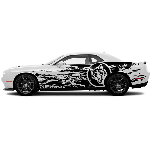 Dodge Challenger oder Charger SRT Hellcat Splash Grunge Side Widebody Kit Neue Hell Cat Vinyl Aufkleber Decal Grafik
