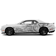 Dodge Challenger oder Charger SRT Hellcat Splash Grunge Side Widebody Kit Neue Hell Cat Vinyl Aufkleber Decal Grafik
_2