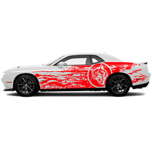 Dodge Challenger oder Charger SRT Hellcat Splash Grunge Side Widebody Kit Neue Hell Cat Vinyl Aufkleber Decal Grafik
_3
