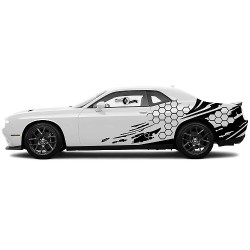 Honeycomb Grunge Türseiten Vinyl-Aufkleber Set für Dodge Challenger