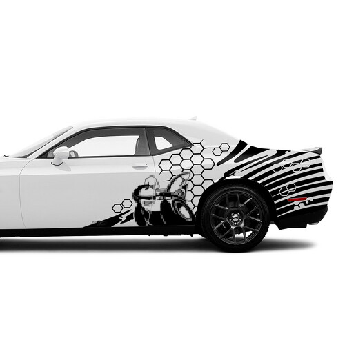 Paar Dodge Challenger SRT Scat Pack Wabengitter Türseiten-Abziehbilder Vinylgrafiken
