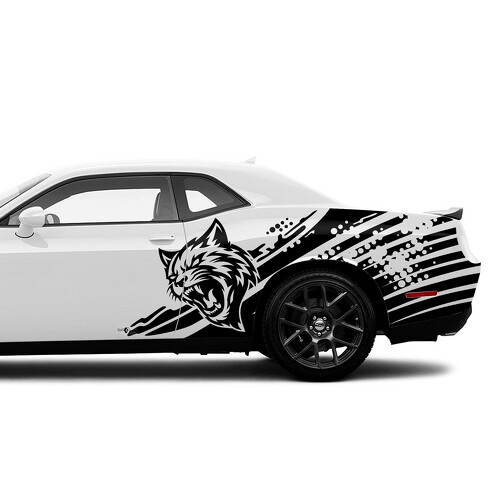 Wildcat-Logo Punkte und Streifen Türseiten-Vinylaufkleber für Dodge Challenger