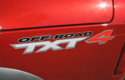 Custom TXT4 Off Road Slanted Lettering Ladeflächenseite Vinylaufkleber für Dodge Dakota TRX4