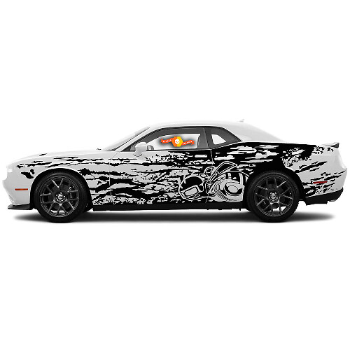 Super Bee Grunge-Stil Seitliche Vinyl-Aufkleber Paar für Dodge Challenger Charger