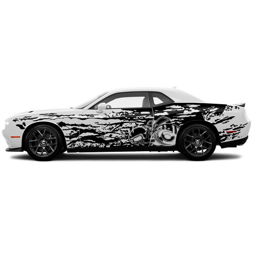Super Bee Grunge-Stil Seitliche Vinyl-Aufkleber Paar für Dodge Challenger Charger