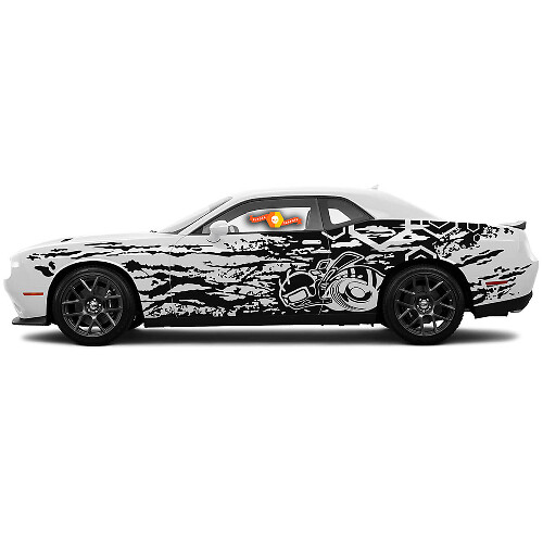 Paar Super Bee Grunge Hexagon Türseitliche Aufkleber für Dodge Challenger oder Charger