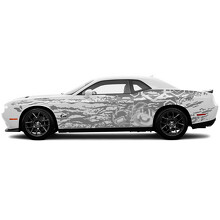 Schmutzspritz- & Sechseck-Grafik Seiten-Vinylaufkleber für Dodge Challenger_2