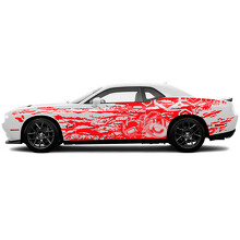 Schmutzspritz- & Sechseck-Grafik Seiten-Vinylaufkleber für Dodge Challenger_3
