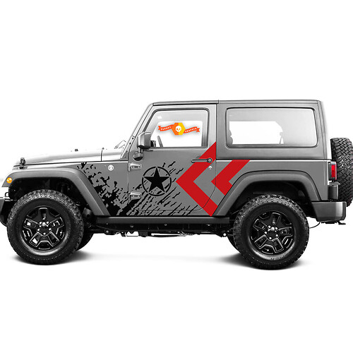 2 Farben New Jeep Aufkleber Aufkleber Schlamm Splash Armee Star Seitentür Grafik Wrangler -Tür