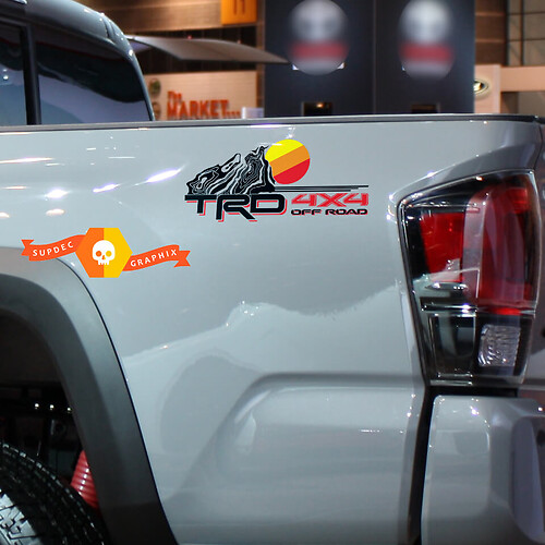 TRD 4x4 Off -Straße mit topografischer Vintage -Seiten -Vinyl -Aufkleber -Aufkleber -Aufkleber -Aufkleber für Tacoma