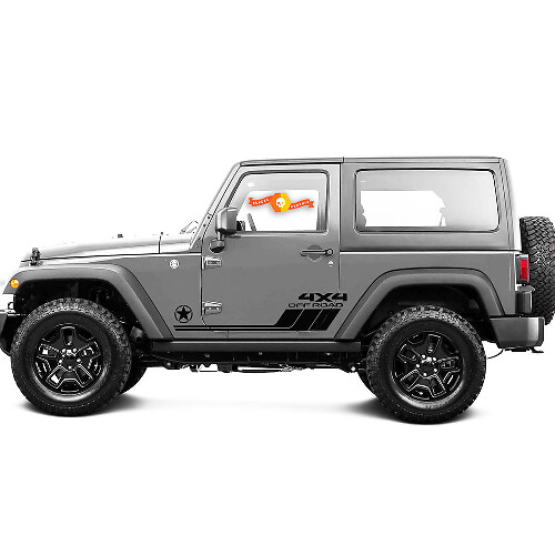 2 Neue JEEP Aufkleber Sticker Zwei Farben Rocker Panel 4x4 Off-Road Seitentürgrafiken Wrangler Tür
