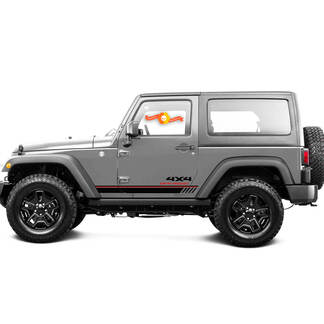 2 New JEEP Decal Sticker Two Colors Army Star Rocker Panel 4x4 Offroad Red-line Graphics Decals Wrangler
