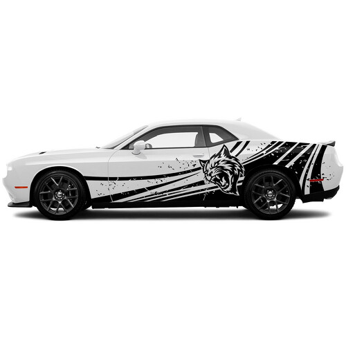 Hellcat Zerstört Grunge Tür Seiten Vinyl Aufkleber für Dodge Challenger