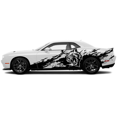 Hellcat Torn Grunge Türseiten Vinyl-Aufkleber für Dodge Challenger