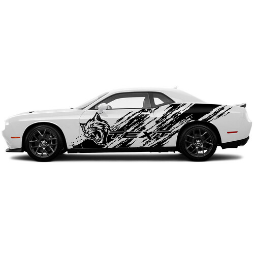 Hellcat Diagonal Grunge Tür Seiten Vinyl-Aufkleber für Dodge Challenger