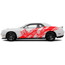 Hellcat Diagonal Grunge Tür Seiten Vinyl-Aufkleber für Dodge Challenger_3